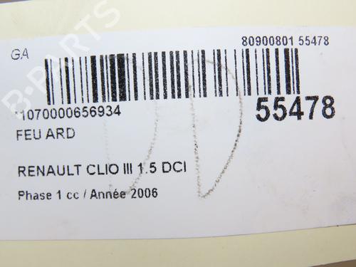 Højre baglygte RENAULT CLIO III (BR0/1, CR0/1) 1.5 dCi (C/BR0G, C/BR1G) (68 hp) 29294230