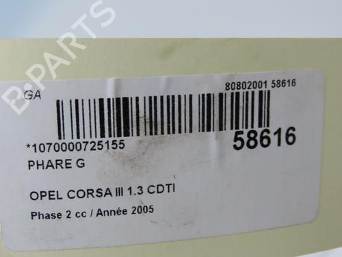 Used Left headlight Left headlight OPEL CORSA C (X01) 1.3 CDTI (F08, F68) (70 hp) 36396274 36396274