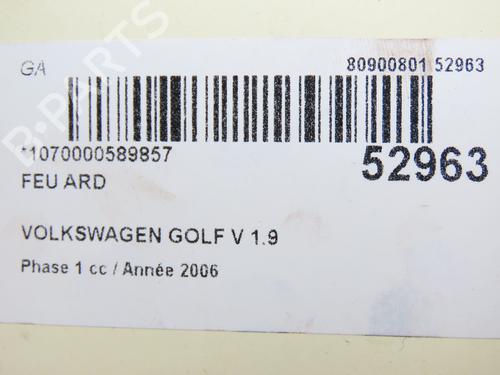 Used Right taillight VW GOLF V (1K1) 1.9 TDI (105 hp) 28832678