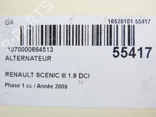 Alternator RENAULT SCÉNIC III (JZ0/1_) 1.9 dCi (JZ0J, JZ1J, JZ1K, JZ1S) | BP30797560M7