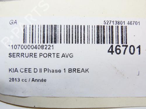 Front left lock KIA CEE'D Sportswagon (JD) 1.6 CRDi 128 | BP19170752C98 
