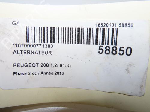 Used Alternator Alternator PEUGEOT 208 I (CA_, CC_) 1.2 VTI 82 (82 hp) 40437811 40437811