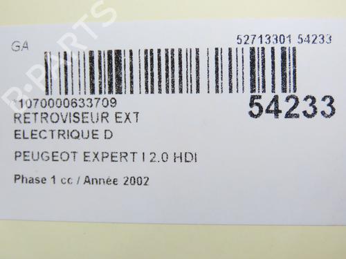 Used Right mirror PEUGEOT EXPERT Van (222) 2.0 HDI (94 hp) 30447532