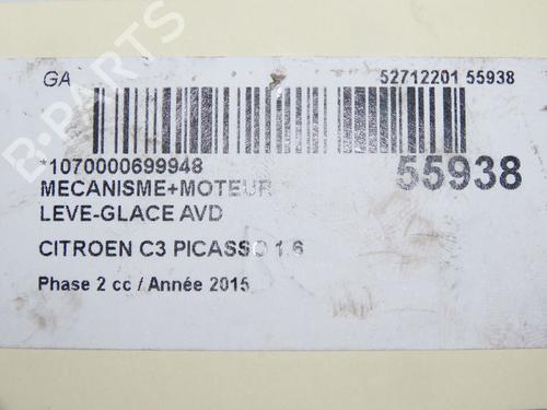 Used Front right window mechanism Front right window mechanism CITROËN C3 Picasso (SH_) 1.6 BlueHDi 100 (99 hp) 32740703 32740703