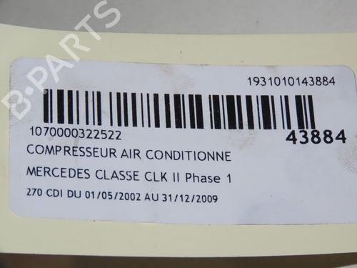AC compressor MERCEDES-BENZ CLK (C209) CLK 270 CDI (209.316) | BP18351395M34 