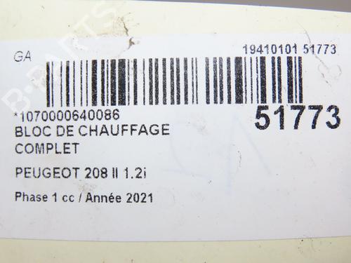 Heater matrix box PEUGEOT 208 II (UB_, UP_, UW_, UJ_) 1.2 PureTech 100 | BP28801488M61