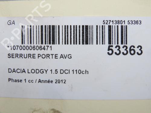 Front left lock DACIA LODGY (JS_) 1.5 dCi (JSMC, JSAF) | BP32399697C98 