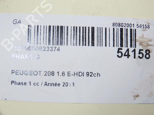 Used Left headlight PEUGEOT 208 I (CA_, CC_) 1.6 HDi (92 hp) 28802262
