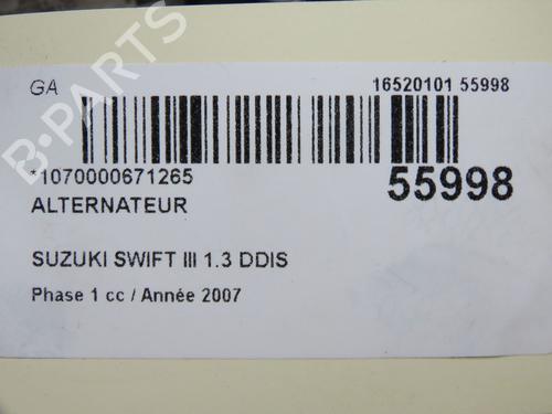 Alternator SUZUKI SWIFT III (MZ, EZ) 1.3 DDiS (RS413D) | BP36873796M7  - Image 8