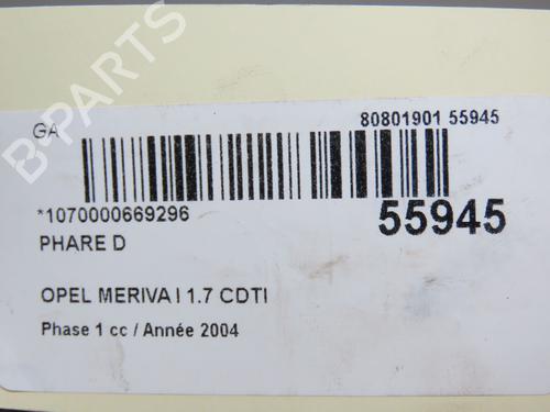 Højre forlygte OPEL MERIVA A MPV (X03) 1.7 CDTI (E75) | BP30893466C29