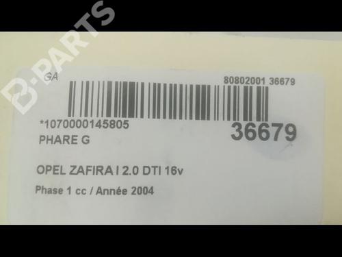 Left headlight OPEL ZAFIRA A MPV (T98) 2.0 DTI 16V (F75) | BP9600309C28 
