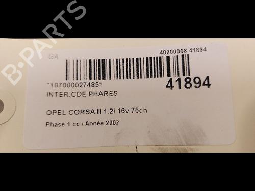 Used Headlight switch OPEL CORSA C (X01) 1.2 (F08, F68) (75 hp) 9613236