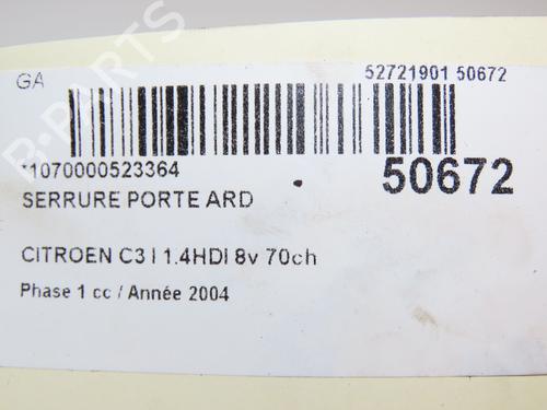 Rear right lock CITROËN C3 I (FC_, FN_) 1.4 HDi | BP28969033C99 