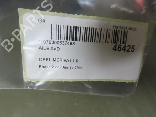 Used Right front fenders OPEL MERIVA A MPV (X03) 1.6 (E75) (105 hp) 28968278