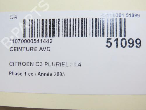 Front right seatbelt CITROËN C3 Pluriel (HB_) 1.4 HDi | BP24361067I25 - Image 5