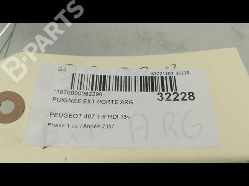 Rear left exterior door handle PEUGEOT 407 (6D_) 2.0 HDi 135 (6DRHRH, 6DRHRE, 6DRHRG, 6DRHRJ) | BP9596371C130 