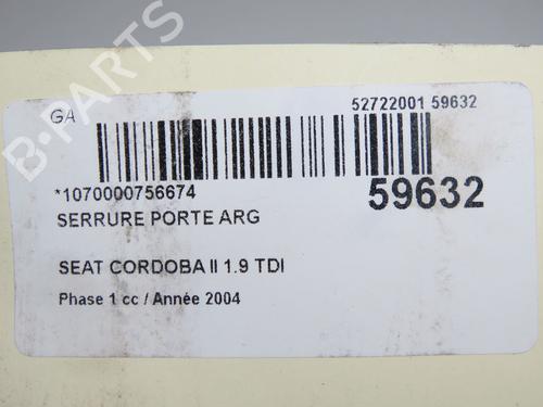 Venstre bagtil lås Venstre bagtil lås SEAT CORDOBA (6L2) 1.9 TDI (100 hp) 37596752 37596752