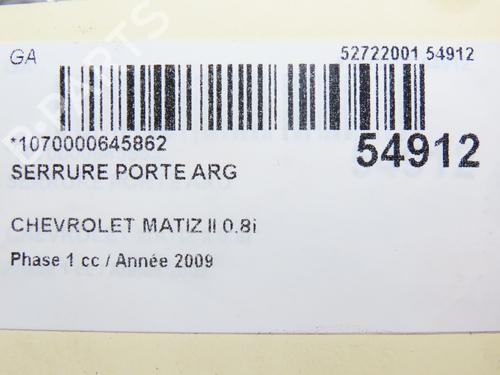 Used Rear left lock CHEVROLET MATIZ (M200, M250) 0.8 (52 hp) 28832022