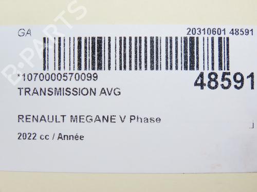 Left front driveshaft RENAULT MEGANE E-TECH SUV EV60 (BNJ1) | BP28801537M38 