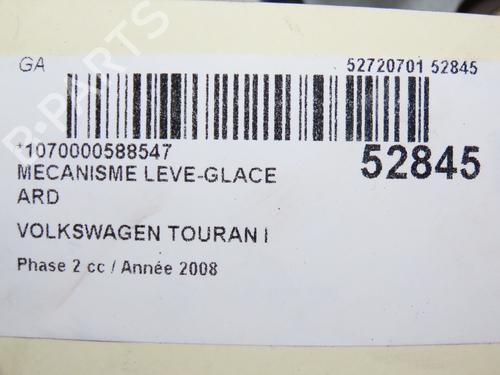Used Rear right window mechanism VW TOURAN (1T1, 1T2) 1.9 TDI (90 hp) 28968913