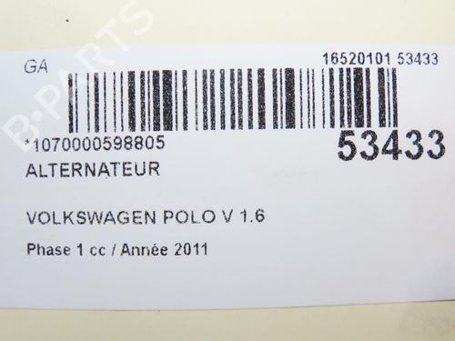 Generator VW POLO V (6R1, 6C1) 1.6 TDI (90 hp) 28829125