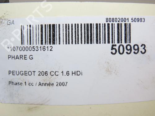 Left headlight PEUGEOT 206 CC (2D) 1.6 HDi 110 | BP26383755C28 