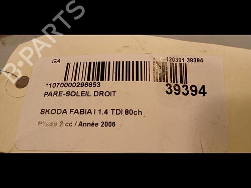 Used Right sun visor SKODA FABIA I (6Y2) 1.4 TDI (80 hp) 9616216