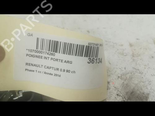 Used Rear left interior door handle RENAULT CAPTUR I (J5_, H5_) 0.9 TCe 90 (90 hp) 9602153