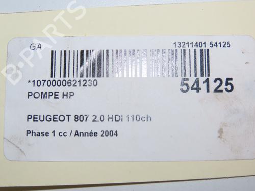 Used Injection pump PEUGEOT 807 (EB_) 2.0 HDi (107 hp) 30606461