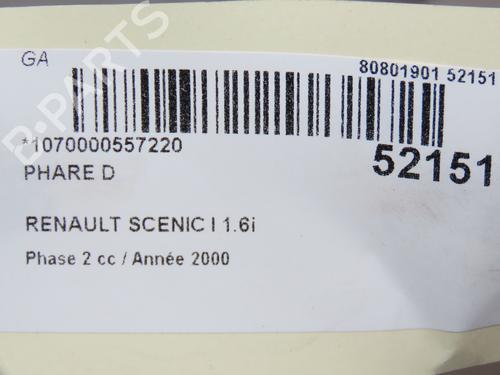 Used Right headlight RENAULT MEGANE Scenic (JA0/1_) 1.6 16V (JA0B, JA04, JA11, JA00) (107 hp) 28802241