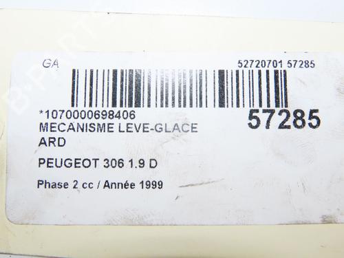 Used Rear right window mechanism PEUGEOT 306 Hatchback (7A, 7C, N3, N5) 1.9 D (69 hp) 32200873