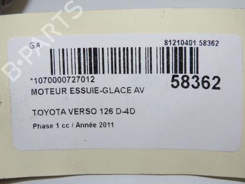 Used Front wiper motor Front wiper motor TOYOTA VERSO (_R2_) 2.0 D-4D (AUR20_, AUR20R) (126 hp) 33770493 33770493