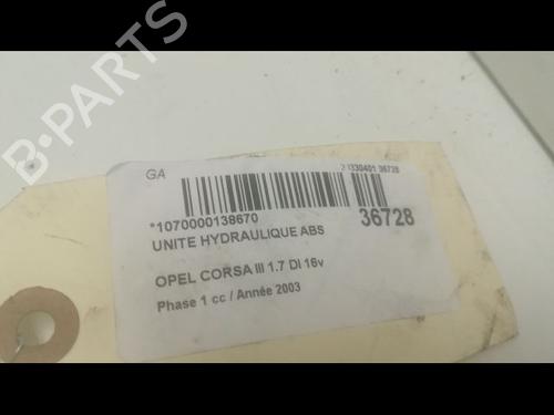 Used ABS pump OPEL CORSA C (X01) 1.7 DI (F08, F68) (65 hp) 9602770