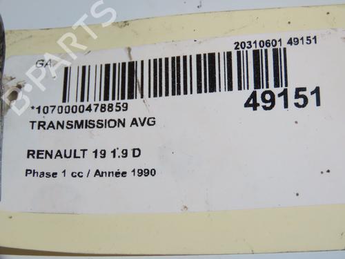 Used Left front driveshaft RENAULT 19 I Chamade (L53_) 1.9 D (L534, L53J) (64 hp) 23172879