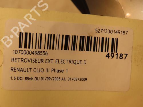 Right mirror RENAULT CLIO III (BR0/1, CR0/1) 1.5 dCi (BR17, CR17) | BP16555794C27 