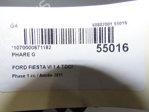 Used Left headlight Left headlight FORD FIESTA VI (CB1, CCN) 1.4 TDCi (70 hp) 33860716 33860716