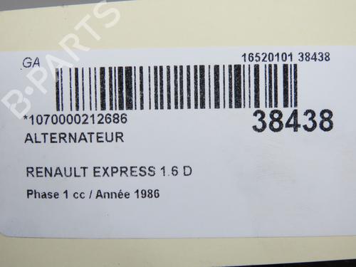 Used Alternator Alternator RENAULT RAPID Box Body/MPV (F40_, G40_) [1985-2001] 33893099 33893099