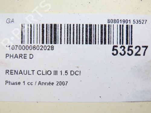 Right headlight RENAULT CLIO III (BR0/1, CR0/1) 1.5 dCi (C/BR0G, C/BR1G) | BP29739515C29 