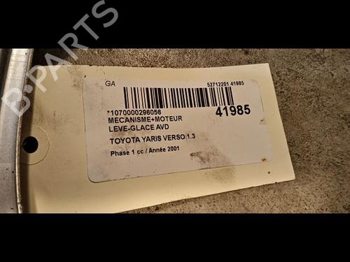 Used Front right window mechanism TOYOTA YARIS VERSO (_P2_) 1.3 (NCP20_, NCP22_, NCP20R, NCP22R) (86 hp) 9616124