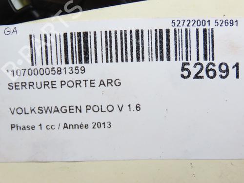 Used Rear left lock VW POLO V (6R1, 6C1) 1.6 TDI (90 hp) 28831989