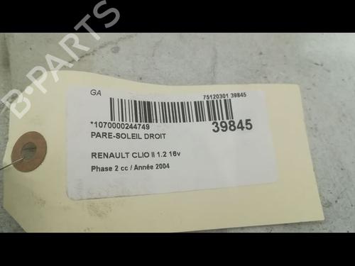 Used Right sun visor Right sun visor RENAULT CLIO II (BB_, CB_) 1.2 16V (BB05, BB0W, BB11, BB27, BB2T, BB2U, BB2V, CB05,... (75 hp) 9609100 9609100