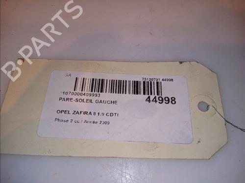 Used Left sun visor OPEL ZAFIRA / ZAFIRA FAMILY B (A05) 1.9 CDTI (M75) (100 hp) 15742452