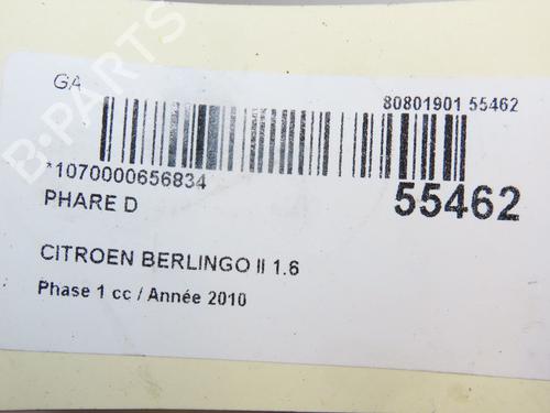 Lyskaster høyre CITROËN BERLINGO MULTISPACE (B9) 1.6 HDi 110 (109 hp) 29441826