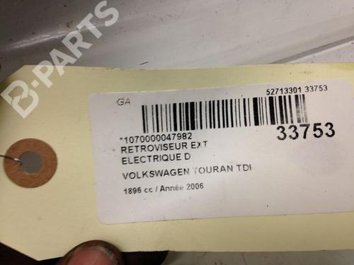 Right mirror VW TOURAN (1T1, 1T2) 1.9 TDI | BP9593832C27 