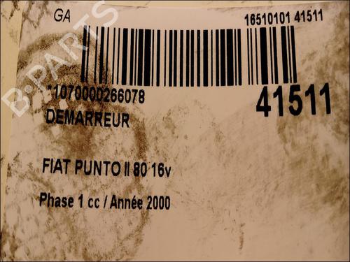 Used Starter FIAT PUNTO (188_) 1.2 16V 80 (188.233, .235, .253, .255, .333, .353, .639,... (80 hp) 9616919