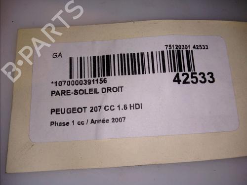 Used Right sun visor Right sun visor PEUGEOT 207 CC (WD_) 1.6 HDi (109 hp) 11418226 11418226