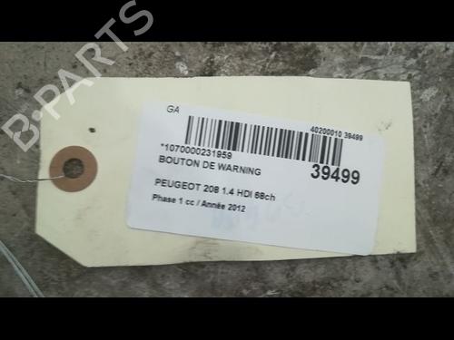 Used Warning switch PEUGEOT 208 I (CA_, CC_) 1.4 HDi (68 hp) 9607864
