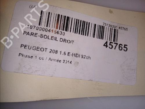 Used Right sun visor PEUGEOT 208 I (CA_, CC_) 1.6 HDi (92 hp) 11832957
