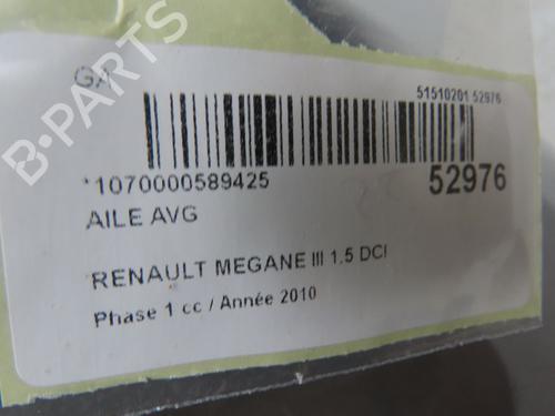 Used Left front fenders RENAULT MEGANE III Hatchback (BZ0/1_, B3_) 1.5 dCi (106 hp) 28968343