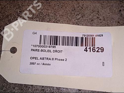 Right sun visor OPEL ASTRA H Estate (A04) 1.9 CDTI (L35) | BP9618212I2 